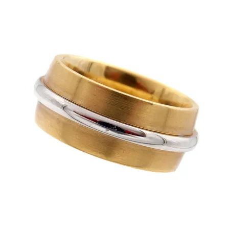 Sormus timantilla 1xn0.005ct, koko 17¼, timantti sisäpuolella, 750br kelta- ja valkokulta, Paino: 14,4 g