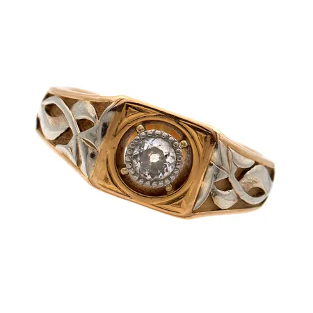 Timanttisormus 1xn.0.18ct, koko 18, 750br kelta- ja valkokulta,  Paino: 9,5 g