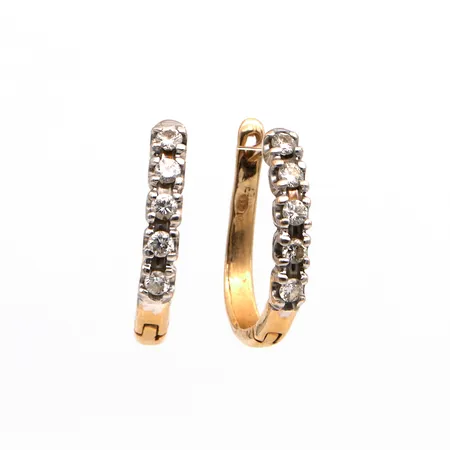 Timanttikorvakorut 10xn.0.05ct, korkeus 19mm, kelta- ja valkokulta, 585br, Paino: 4,3 g