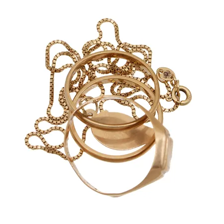 Kultakoruja, osa viallisia, 585, Paino: 9,9 g