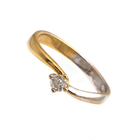 Timanttisormus 1xn0.15ct, koko 16½, 750 kelta- ja valkokulta,  Paino: 2,4 g