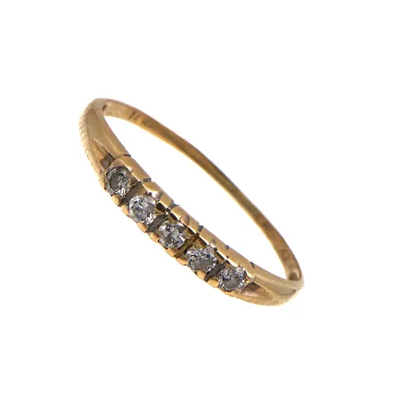 Timanttisormus 5xn.0.01ct, koko 15¾, runko hieman vääntynyt, 585br,  Paino: 0,9 g