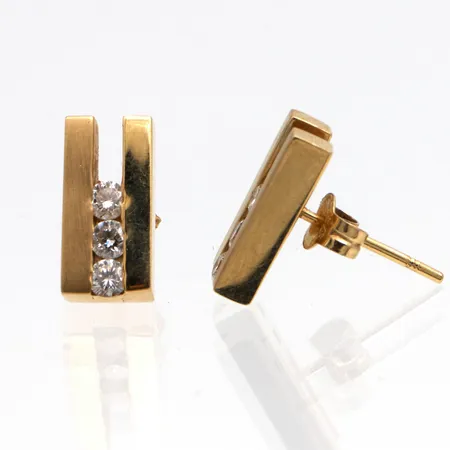 Timanttikorvakorut 6xn0.05ct, korkeus 12mm, toinen tausta 375, 585,  Paino: 4,6 g