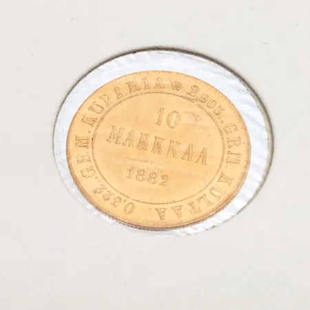 Kultaraha, 1882, 10 markkaa, 900,  Paino: 3,2 g