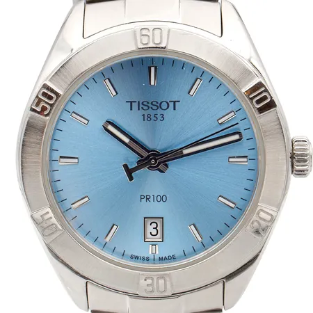 Teräsrannekello Tissot PR 100 Lady Sport Chic, quartz, rungon Ø36mm, rannekkeen pituus 160mm, ref. T101910B, pieniä käytön jälkiä.