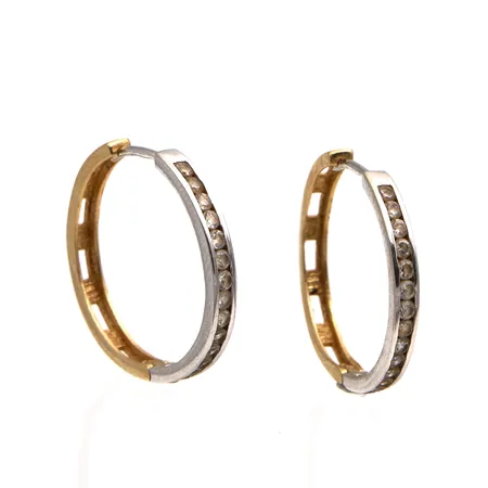 Kivikorvarenkaat, korkeus 20mm, 585br,  kelta- ja valkokulta,  Paino: 3,6 g