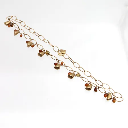 Kaulaketju kivillä, pituus 43cm, lenkin leveys 6mm, 585br, Paino: 19,8 g