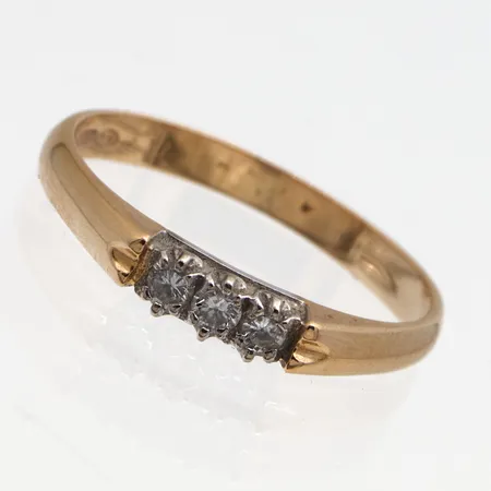 Timanttisormus 3xn.0.03ct, koko15¾, 585br,  Paino: 1,8 g