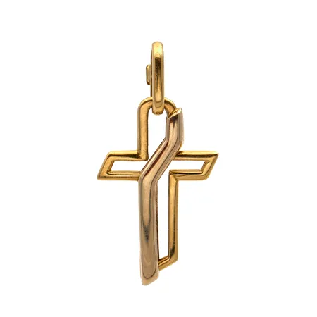 Ristiriipus, korkeus 36mm, leveys 20mm, 750 kelta- ja valkokulta,  Paino: 5,4 g