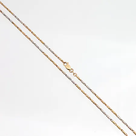 Kaulaketju, pituus 50cm, 585 kelta- ja valkokulta,  Paino: 10 g