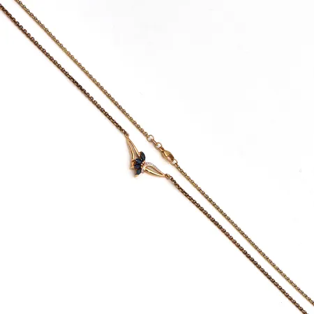 Kivikaulakoru timanteilla 2xn.0.005ct, pituus 54cm, 585br,  Paino: 7,7 g