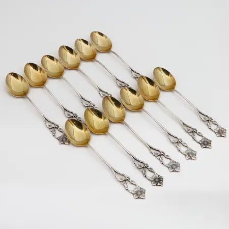 12 kahvilusikkaa, kaiverrettu, pituus 115mm, 830, Paino: 121,3 g