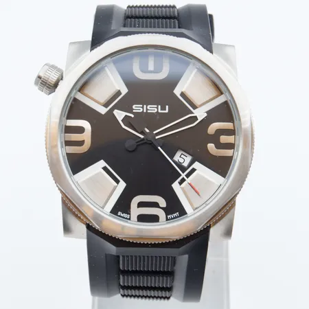 Teräsrannekello SISU, BRAVADO BQ4-50-RB CROSS, kumiranneke, quartz, "swiss movement", pituus 150-220mm, Ø 50mm, säilytysrasia. 