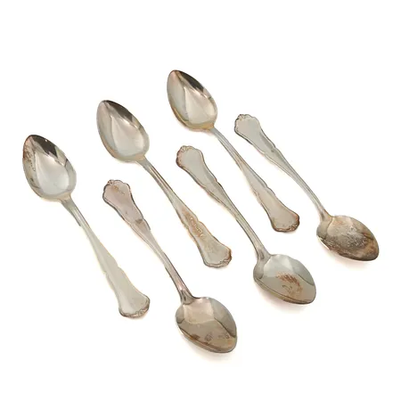 Kuusi kahvilusikkaa, Chippendale, pituus 118mm, 830,  Paino: 71,4 g