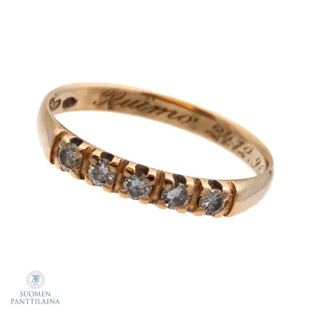 Timanttisormus 5xn.0.04ct, koko 18¼, kaiverrettu, 585,  Paino: 2 g