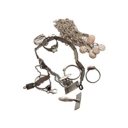 Erä hopeakoruja, osa viallisia, 925br,  Paino: 73,1 g