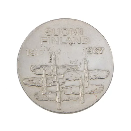 Juhlaraha, 10 markkaa, Itsenäinen Suomi 50 vuotta 1917 -1967, Suomi, 900 Paino: 23,9 g