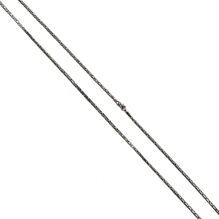 Kuningaskaulaketju, pituus 42,5cm, leveys 1,5mm, 585 valkokulta, Paino: 7,8 g