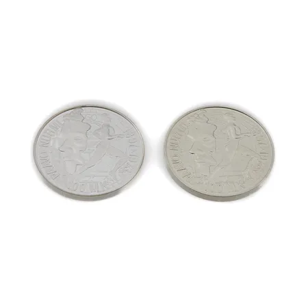 Kaksi juhlaraha Paavo Nurmi 1997, nimellisarvo 100mk, 925, Paino: 47,4 g