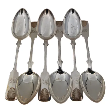 Kuusi lusikkaa, kaiverrettu, Musla, pituus 172mm, 813, Paino: 172 g