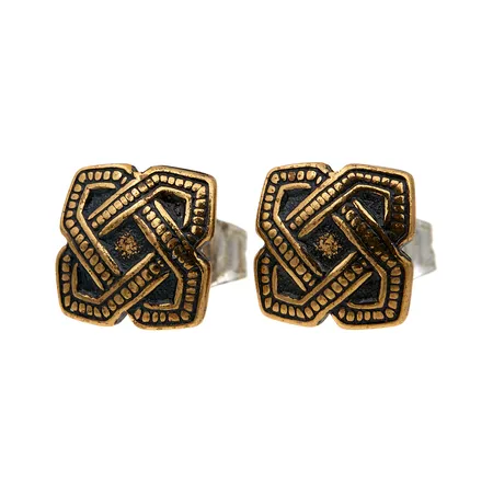 Korvakorut, Kalevala, Osmansolmu, mitat 10x10mm, taustat hopeaa, pronssia