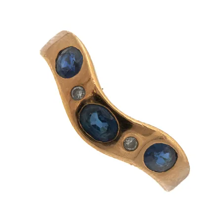 Sinisafiirisormus timanteilla 2xn.0.01ct, koko 17, 585br,  Paino: 2,6 g