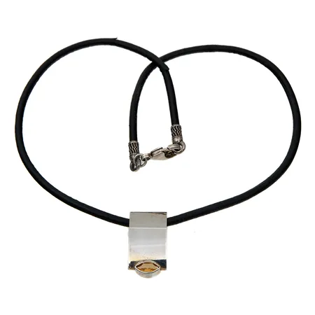 Kivikaulakoru nahkanyörillä, nyöri viallinen, pituus 45cm, riipuksen korkeus 27mm, 925br, Paino: 12 g