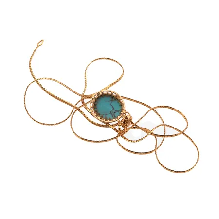 Kaulaketju, pituus 60cm, turkoosi-riipus, korkeus 24mm, 585br, Paino: 5,8 g