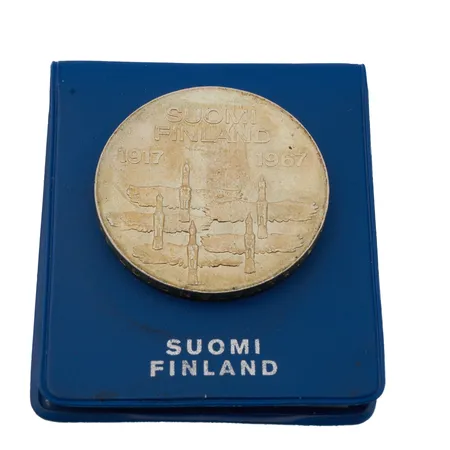 Juhlaraha, Suomen itsenäisyyden kunniaksi 1917-1967, nimellisarvo 10mk, 900, Paino: 24 g