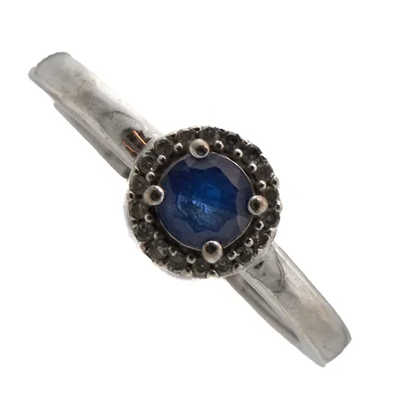 Kivisormus timanteilla 18xn0.005ct, koko 16, Kultajousi, valkokulta, 585br, Paino: 2,2 g