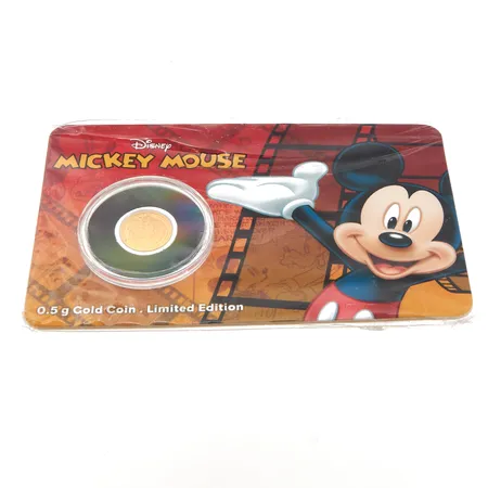 Kultaraha, 2 dollaria, Disney Mickey Mouse, limiten edition, nro 0749, 999,  Paino: 0,5 g
