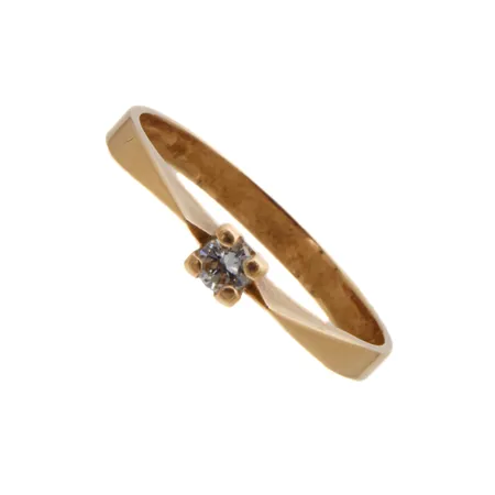 Timanttisormus 1xn.0.07ct, koko 17, rungossa pientä vääntymää, 750br, Paino: 1,7 g
