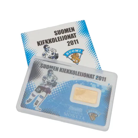 Kultaharkko, Suomen kiekkoleijonat 2011, Moneta, kotelossa käytön jälkiä, 999,  Paino: 2,5 g