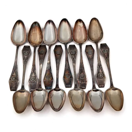 12 kahvilusikkaa, Suomi, pituus 125mm, 813, Paino: 187 g