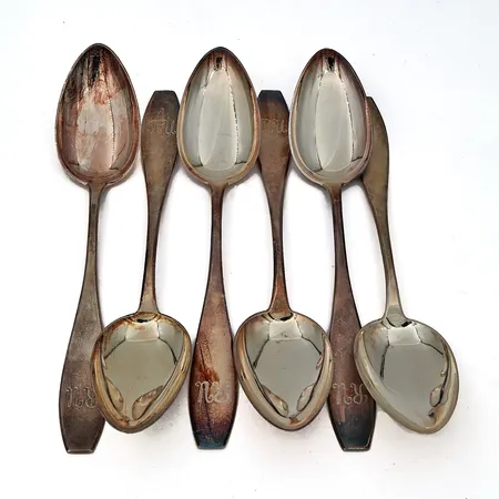 Kuusi ruokalusikkaa, kaiverrettu, Matta, pituus 205mm, 813,  Paino: 277 g