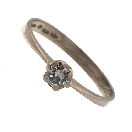 Timanttisormus 1xn.0.25ct, kaiverrettu, koko 17¼, 585 valkokulta, Paino: 1,5 g