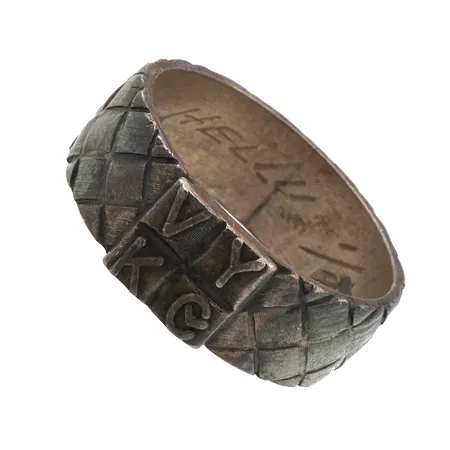 Kuvioitu sormus, koko 18, 916h,  Paino: 5,2 g