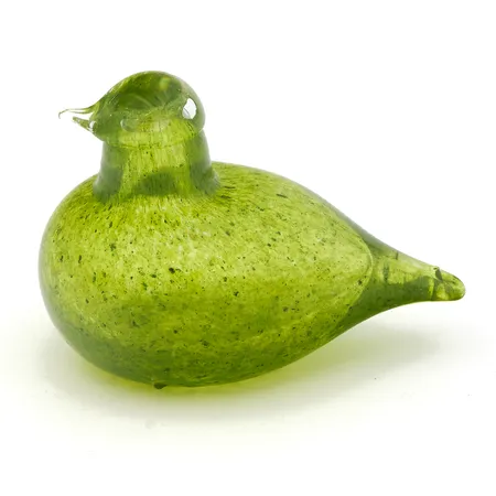 Lasilintu Oiva Toikka, Hippiäinen, 4,5x6cm, signeeraus O. Toikka Nuutajärvi, vihreä