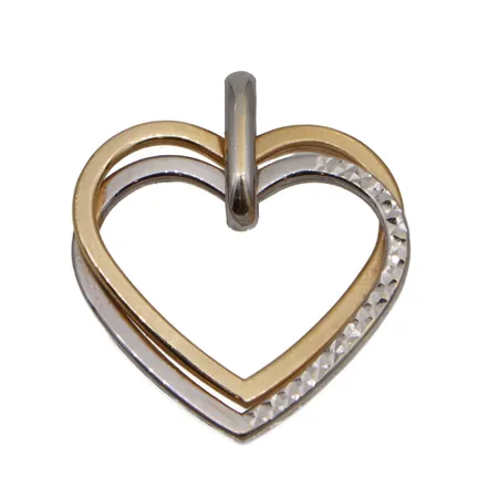 Sydänriipus, korkeus 23mm, 585 kelta- ja valkokulta,  Paino: 1,5 g