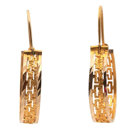 Kuvioidut korvakorut, korkeus 33mm, 585, Paino: 3,1 g