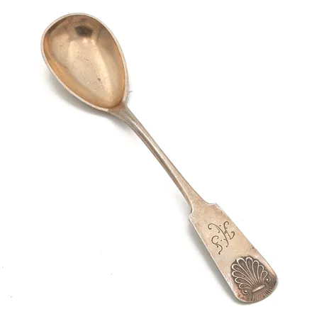 Sokerilusikka, Musla, kaiverrettu, pituus 137mm, 813h,  Paino: 16,3 g