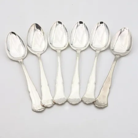 Kuusi kahvilusikkaa, Chippendale, kaiverrettu, pituus 106mm, 830,  Paino: 75,8 g