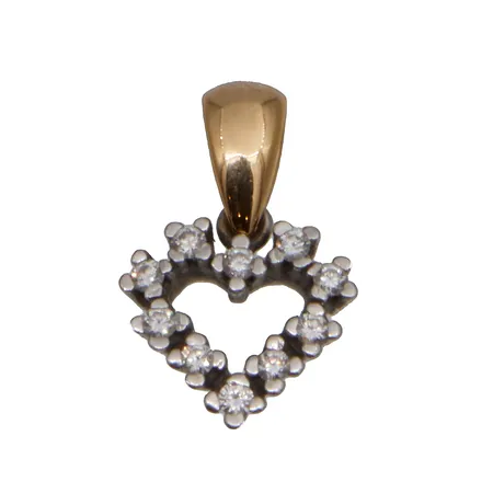 Sydänriipus timanteilla, 10xn.0.01ct, korkeus 17mm, 750,  Paino: 2,1 g