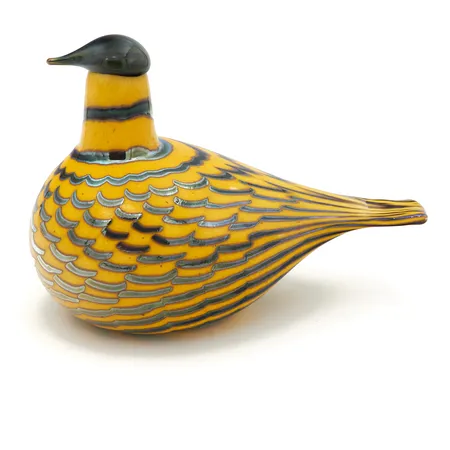 Lasilintu, Keltariekko, signeeraus Oiva Toikka Nuutajärvi, Iittala, pituus 190mm, korkeus 125mm,. Paino: 0 g