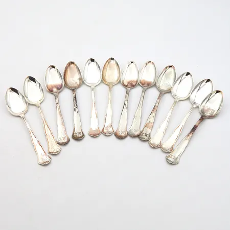 12 kahvilusikkaa, Chippendale, kaiverretu, pituus 113mm, 830,  Paino: 149,8 g