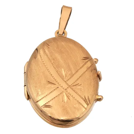 Kuvioitu medaljonki, kaiverrettu, korkeus 45mm, 585,  Paino: 8,1 g