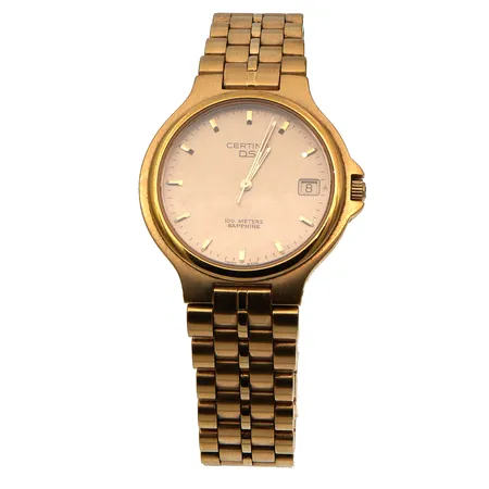 Teräsrannekello, Certina DS, quartz, rungon Ø 35mm, takana kaiverrus, rannekeen pituus 200mm