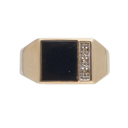 Kivikantasormus timanteilla 3xn.0.005ct, kaiverrettu, pieniä käytön jälkiä, koko 21¼, 585br,  Paino: 2,8 g