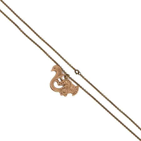 Kaulakoru, Kalevala, Tampereen Lintu, ketjun pituus 81cm, riipuksen korkeus 35mm, leveys 45mm, pronssia.