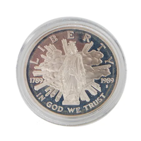 Hopearaha, 1 Dollari, USA, 1989, Bicentennial of the US Congress, 900, Paino: 26,7 g